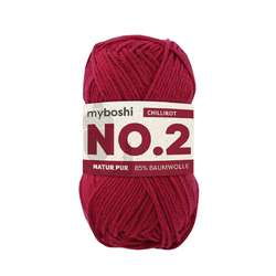 Laine myboshi N° 2, 50 g, 100 m, Rouge chili