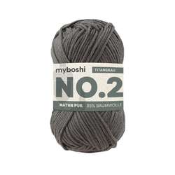 myboshi NO.2 Wolle, 50 g, 100 m, Titangrau