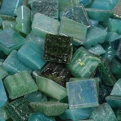 Joy - Mosaik Mosaiksteine, 10 x 10 mm x 4 mm, 200g, ca 290 Stück, Deluxe grün mix