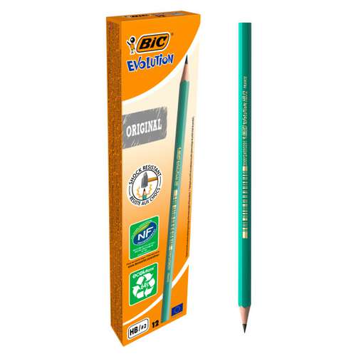 Lot de 12 crayons graphites Ecolution Evolution BIC 