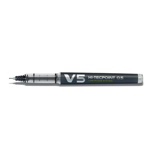 Pilot V5 Hi-Tecpoint Tintenroller, 0,5 Mm, Blaue Tinte – 3er Set, Mit Tintenfenster