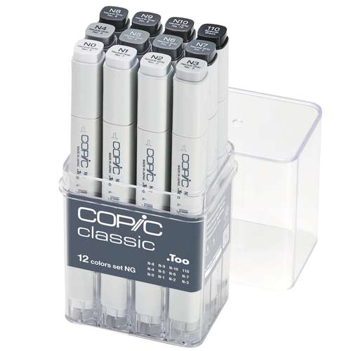 Set de 12 marqueurs Gris Neutres Classic Copic 