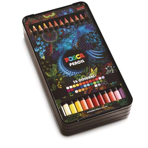 Coffret de 36 crayons de couleurs Cire et Huile Posca