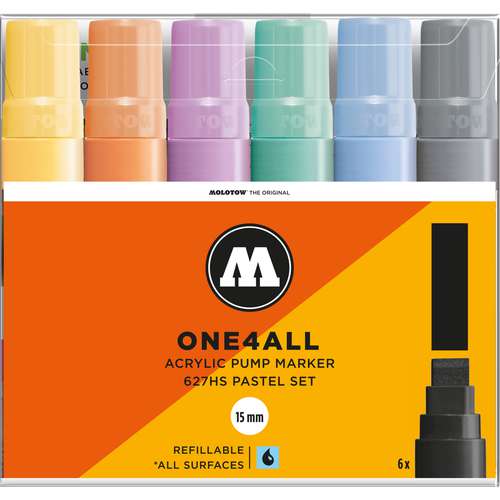 Set de 6 marqueurs couleurs pastelles ONE4ALL 627HS MOLOTOW™ 