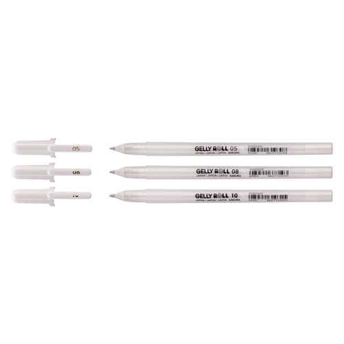 Set de 3 stylos gel Gelly Roll SAKURA, Basic blanc clair