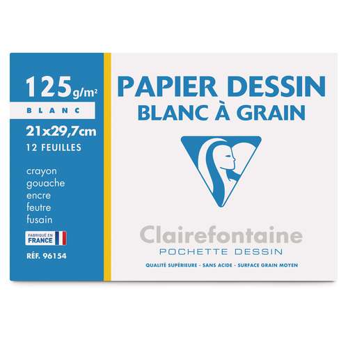 CANSON C à Grain - Pochette 10 feuilles de papier dessin blanc A3 -  224g/m²