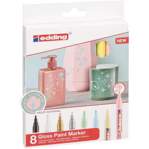 Marqueur créatif peinture brillante edding® 751, set de 8 couleurs pastelles 