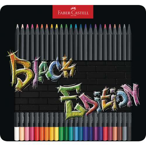 Sets de crayons de couleur Black Edition FABER-CASTELL, étui en métal
