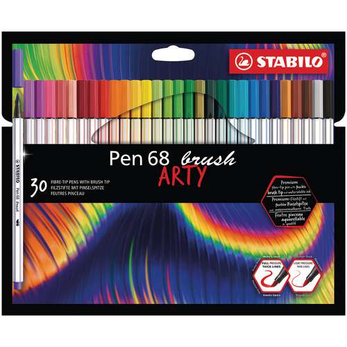 STABILO Pen 68 brush, ColorParade, boîte rouge-bleu, 20 pièces en