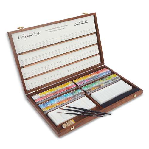 Coffret noyer aquarelle Sennelier 