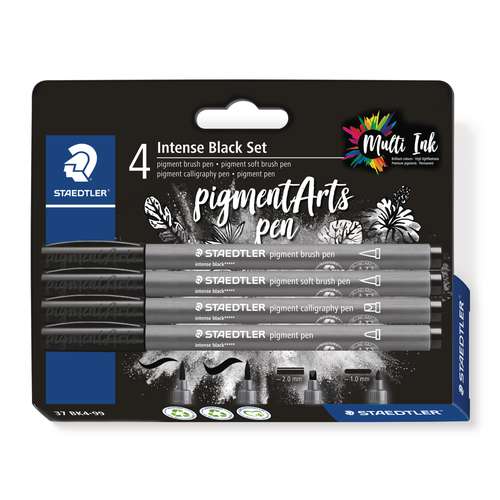 STAEDTLER® pigment arts pen Intense Black 4er-Set 