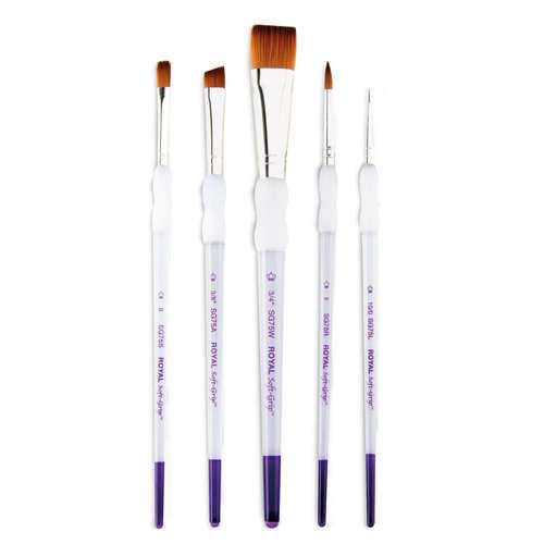 Pinceau synthétique soft grip Royal & Langnickel, set de 5 L 