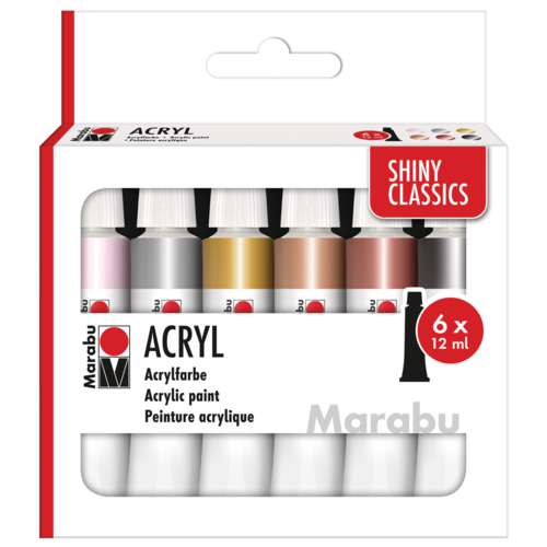 Acrylique Marabu SHINY CLASSICS, set de 6 