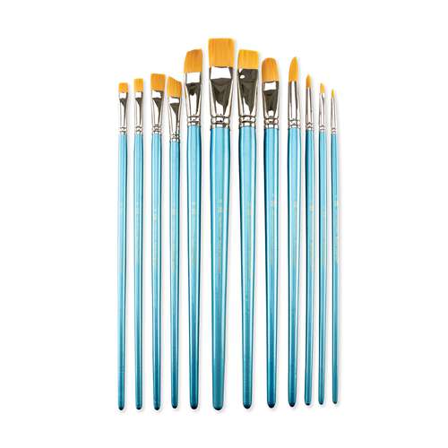 Set de 12 pinceaux en fibres synthétiques Taklon dorées Royal Langnickel 