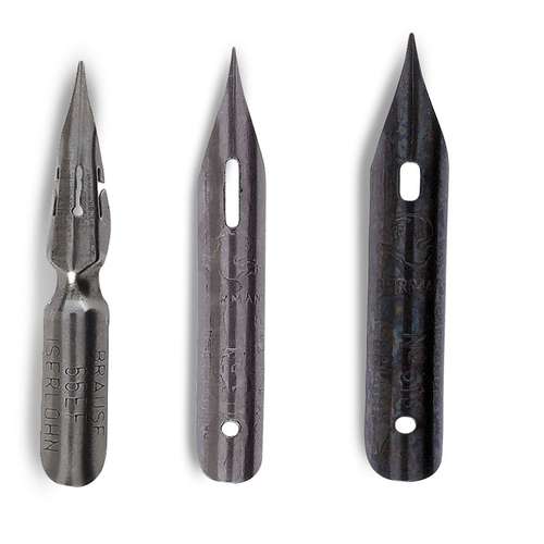 Lot de 3 plumes dessin Brause 