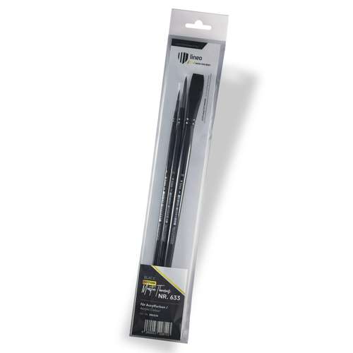 lineo Acrylpinsel 3er-Set, Black Edition Martin Thomas, Serie 633 