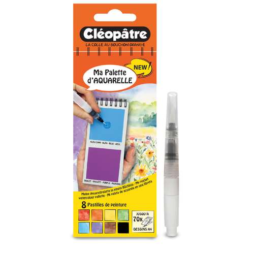 Cléopâtre Aquarell-Paletten mit 8 Farben + Wassertankpinsel 