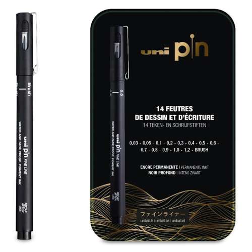 uni-ball uni pin Fineliner 14er Set im Metalletui 