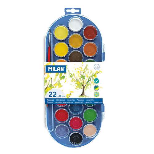 Etui de 22 pastilles d'aquarelle Milan 