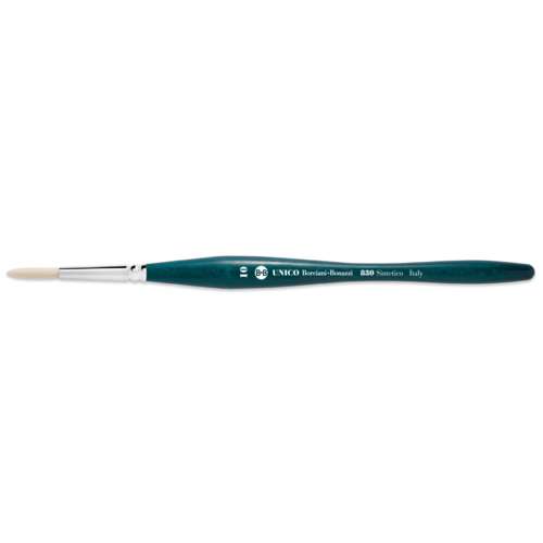 Pinceau Unico Sintetico fibre blanche ivoire pointe ronde, série 830 Borciani e Bonazzi 
