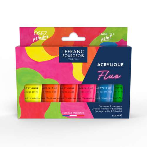 Set peinture acrylique fluo Lefranc & Bourgeois 