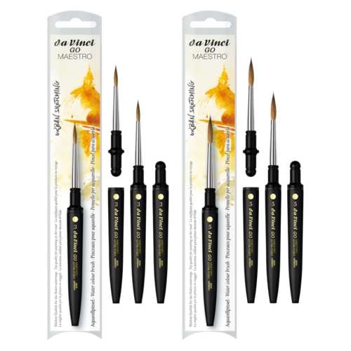 da Vinci GO MAESTRO Reise-Aquarellpinsel, rund mit extrem feiner Nadelspitze, Serie 8535 