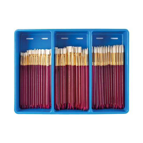 Coffret de 120 pinceaux scolaires ronds et plats en soies de porc blanches Royal Langnickel 